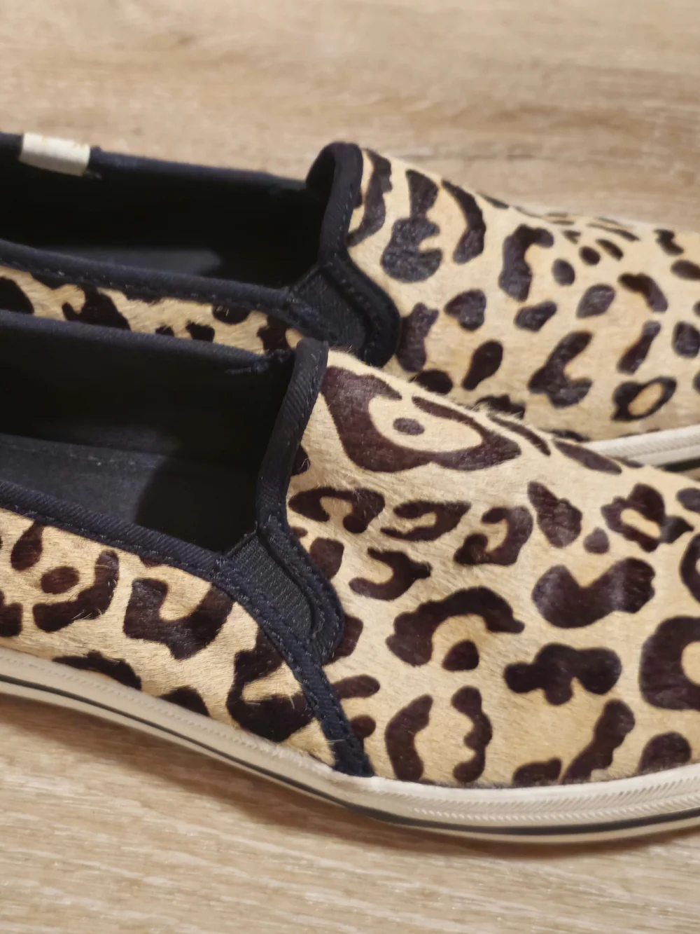 Kate Spade x Keds Leopard Print Slip-On Sneakers - Genuine Calf Hair EUC